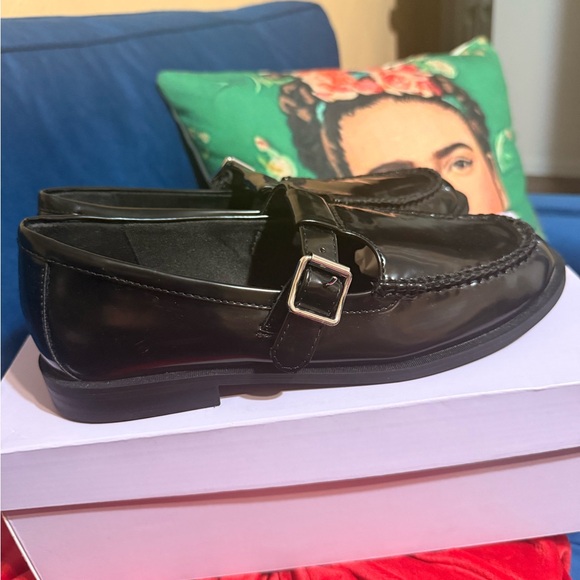 Steve Madden Glossy Black Slip-On Loafers - Picture 5 of 6